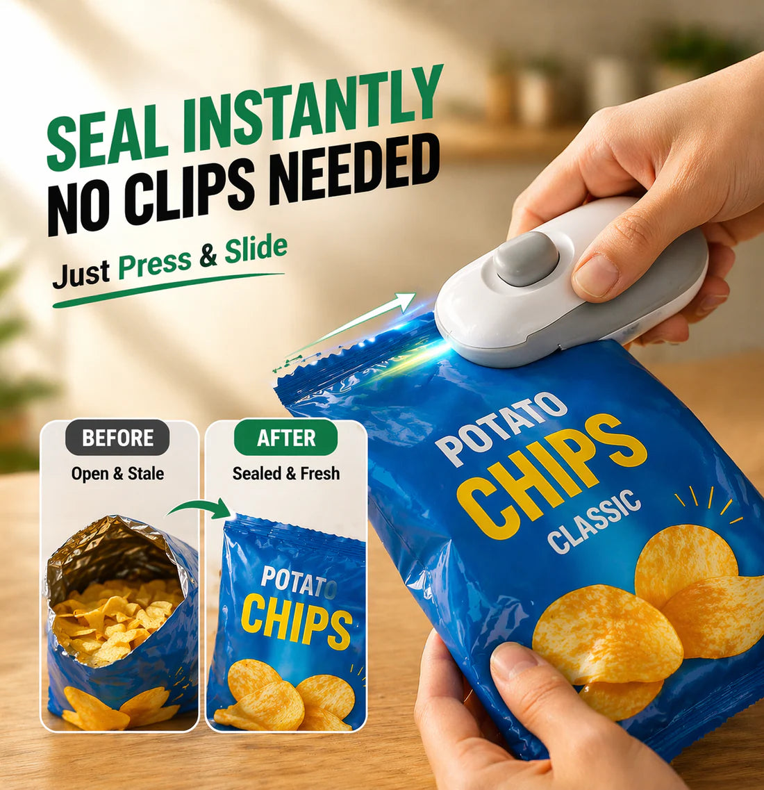Premium Mini Portable Sealing Machine with Built-in Cutter & Magnetic Back