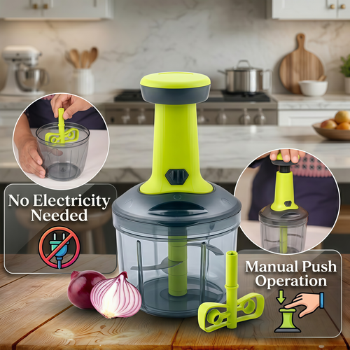 QuickChop Pro Vegetable Chopper with High-Speed Blades & Easy Press Mechanism