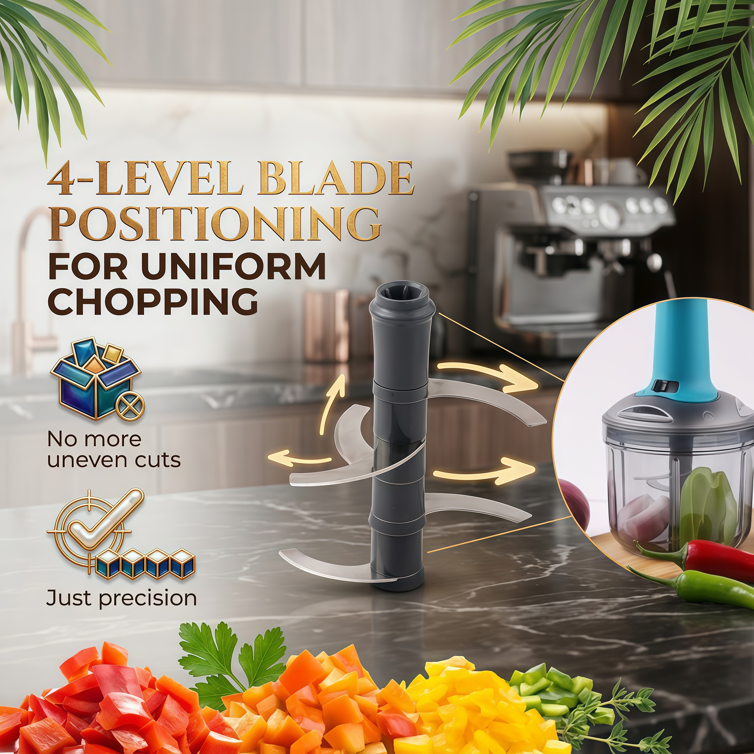 QuickChop Pro Vegetable Chopper with High-Speed Blades & Easy Press Mechanism