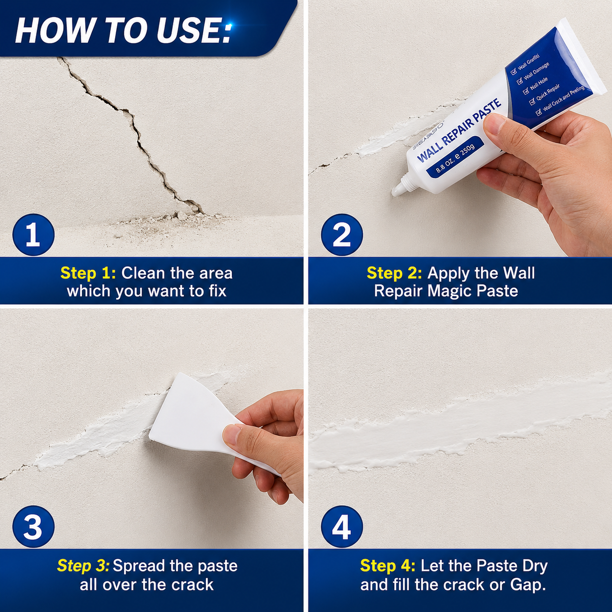 5-Minute Wall Restoration Magic Paste with Long-Lasting Crack Protection Finish (BUY 1 GET 1 FREE)