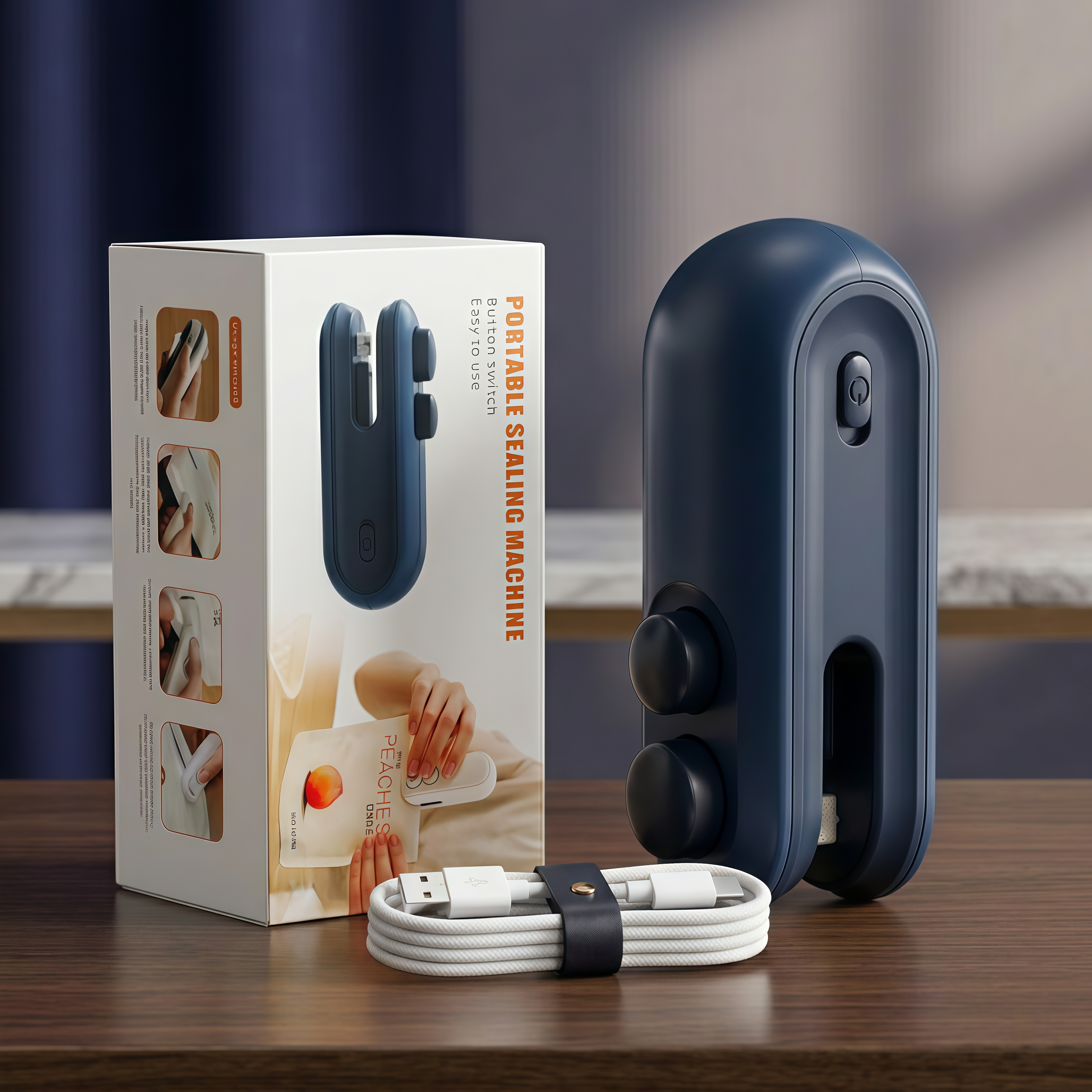Premium Mini Portable Sealing Machine with Built-in Cutter & Magnetic Back