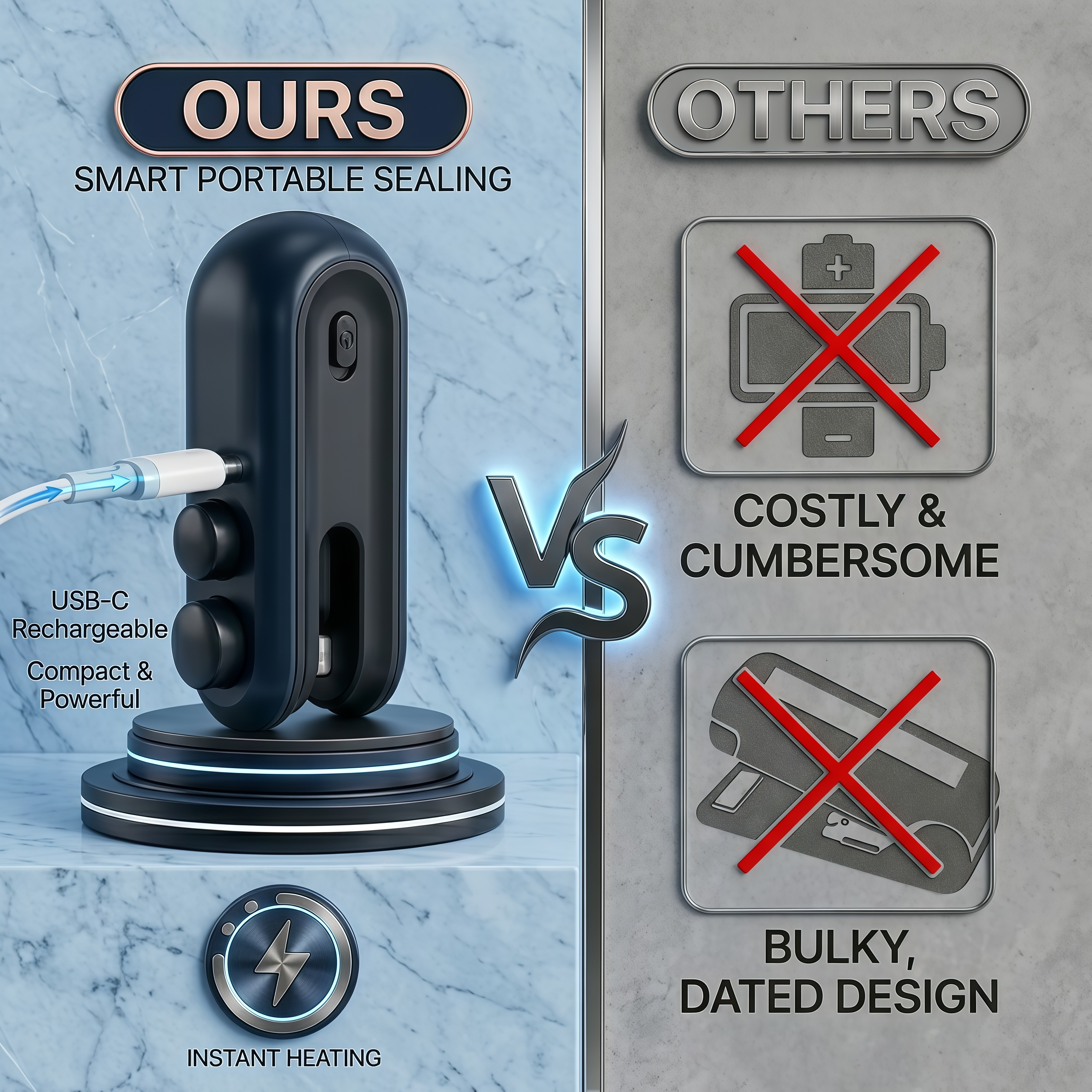 Premium Mini Portable Sealing Machine with Built-in Cutter & Magnetic Back