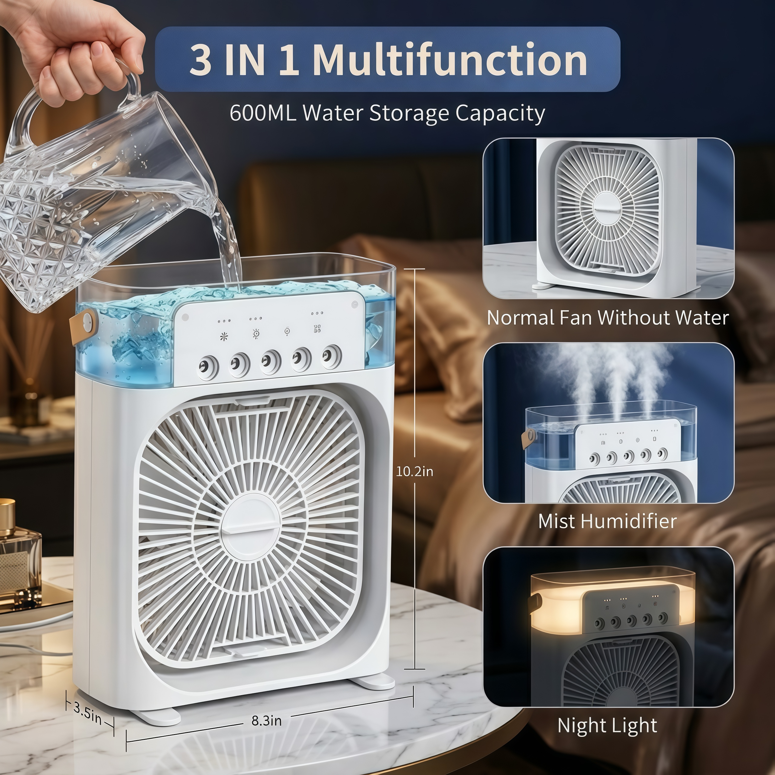Ultimate Portable Air Cooler Fan with Rapid Cooling & Rechargeable Battery